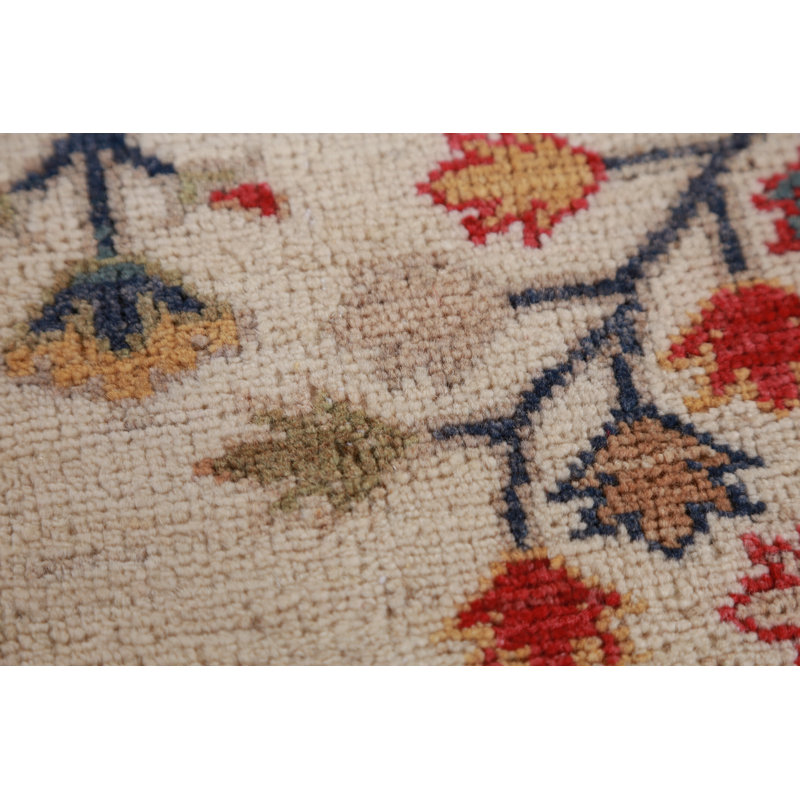 Tapis oriental ivoire entièrement fabriqué à la main Kazak 6 x 8