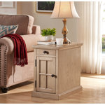 Saldana Solid Wood Top End Table with Storage and Built-In Outlets