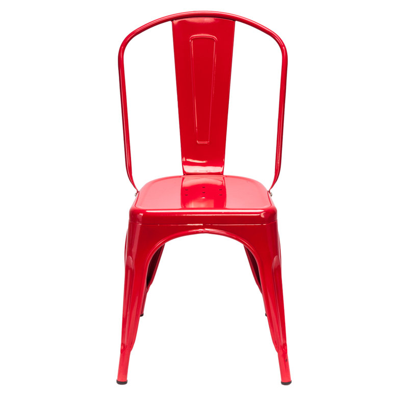 Chaise d'appoint à dossier en lattes Jeanette, Rouge