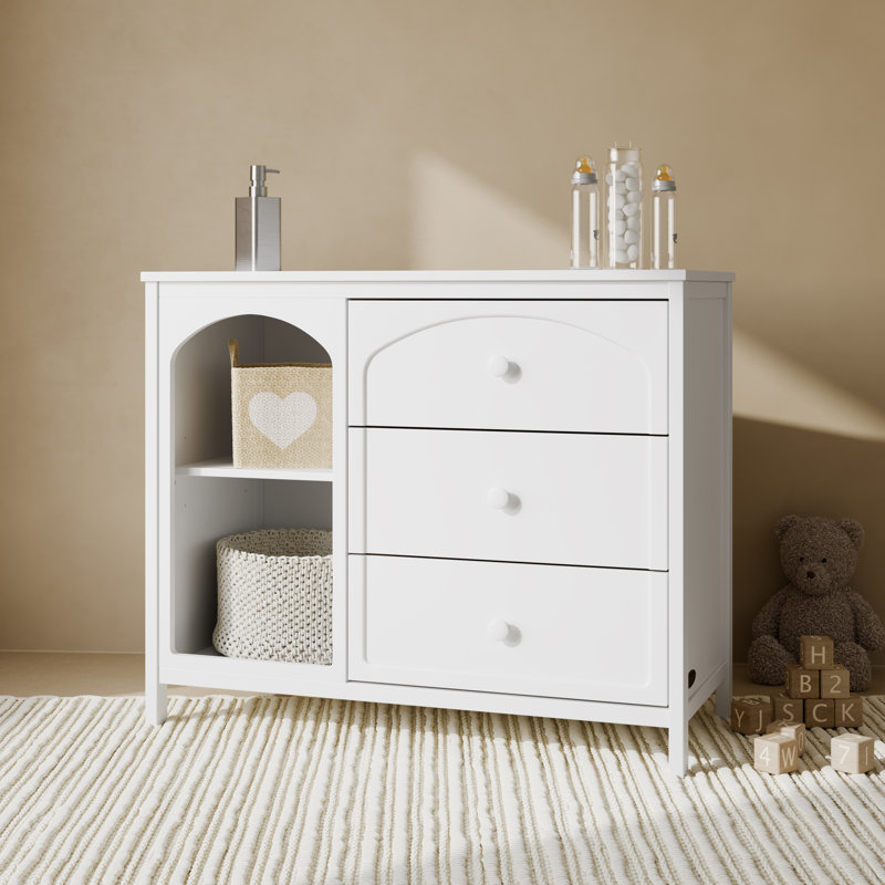 Olivia 3 Drawer Combo Dresser, White