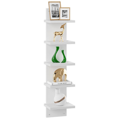 5-Tier Floating Wall Shelves Bookshelf Storage Unit Display Rack Home Decor