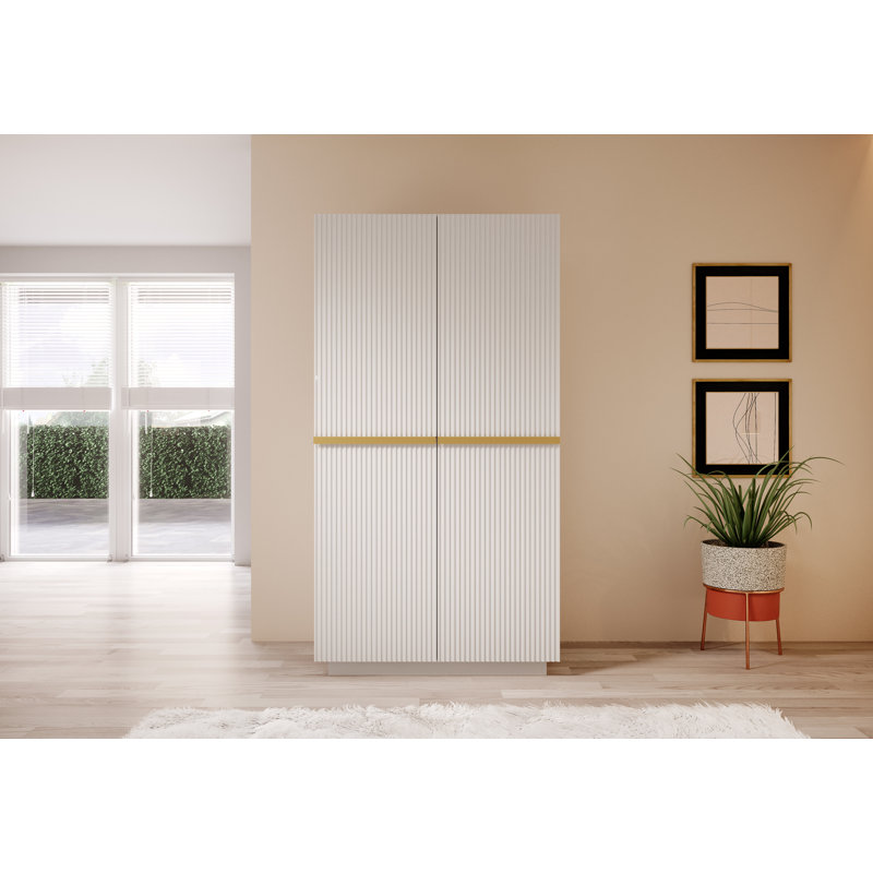 Alylah Manufactured Wood Wardrobe, White/Gold