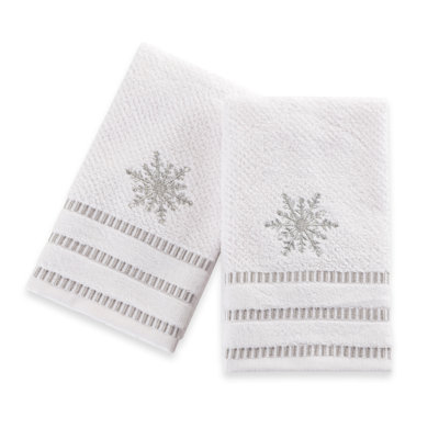 FLOCONS DE NEIGE - BLANC / ARGENT - ENSEMBLE DE 2 serviettes de toilette