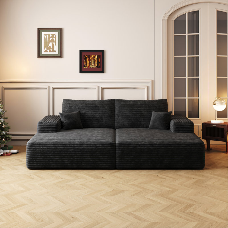 Boneless Celestarae 74.8" Modern Sofa Bed With Dual Sleeper Lounger, Black