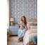 Double rouleau de papier peint amovible bleu pastel Peach Pink Blossoms-130031517