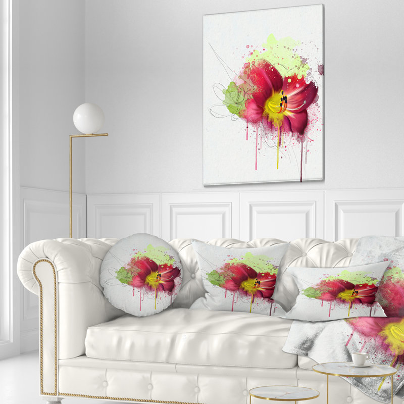 Coussin lombaire floral avec éclaboussures de peinture