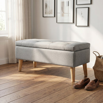 Banc de rangement avec repose-pieds de 32 po de large avec plateau intégré, repose-pieds carré avec rangement supplémentaire, repose-pieds rembourré et banc de bout de lit, parfait pour le salon, la chambre à coucher, le salon, la détente, le style moderne