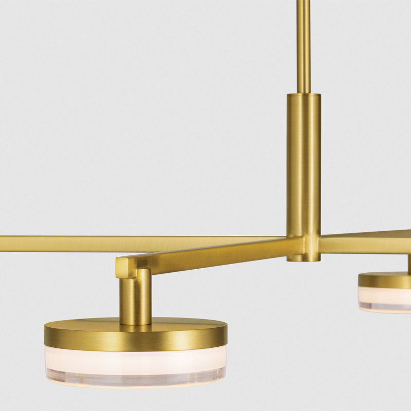 Sean Lavin Khan 4 Light Dining Room Chandelier With Silk Screen White Inside Clear Outside Shade, Burnished Brass