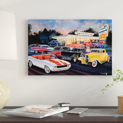 «Hot Rod Drive-in I» par Bruce Kaiser - reproduction d'art sur toile tendue