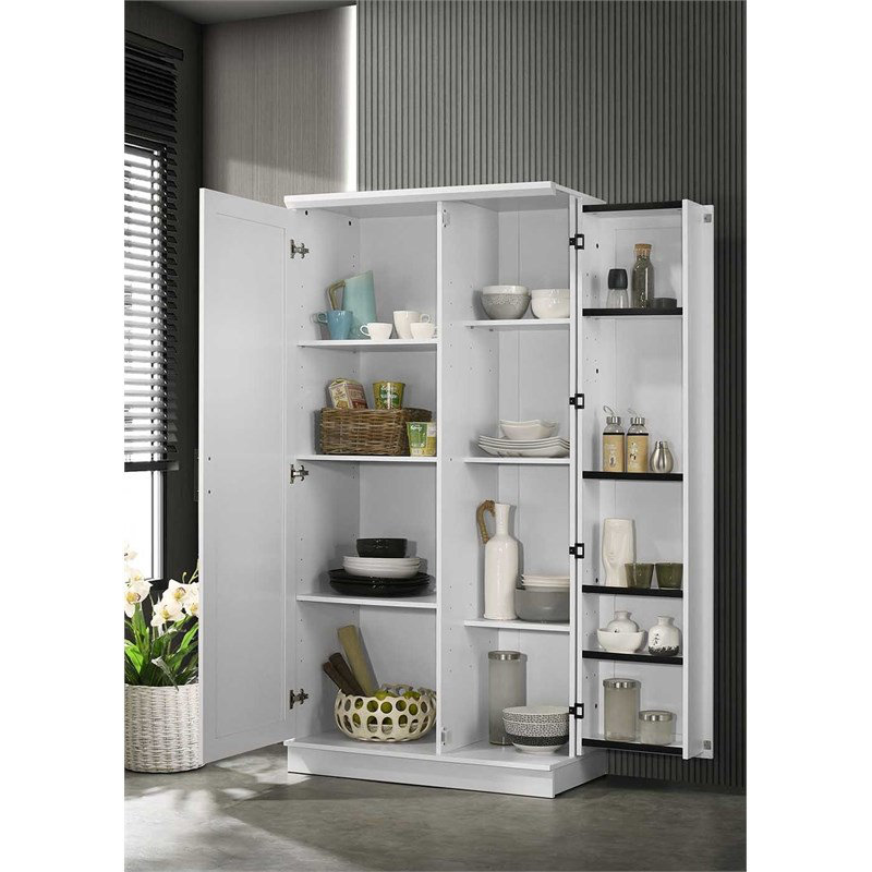  Armoire de rangement en bois d'ingénierie à 2 portes en blanc