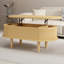 Table basse cannelée à plateau relevable avec compartiment caché, table centrale en bois, plateau de table ovale moderne pour bureau de salon à domicile-388408654