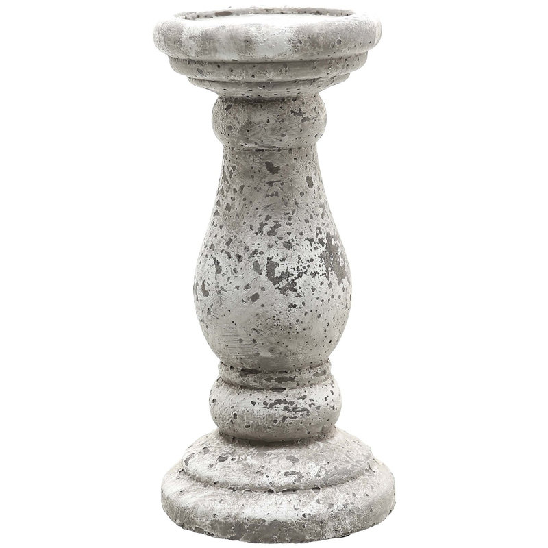 Wood Tabletop Candlestick, 23cm H x 11cm W x 11cm D, Silver