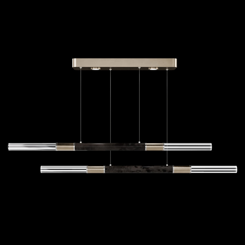 Antonia 6 - Light LED Pendant, Nickel/Soft Gold LeafCharcoal