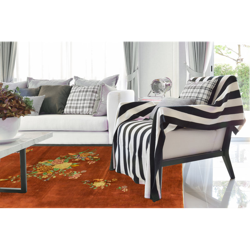 Hand-Knotted High-Quality Rust Area Rug
