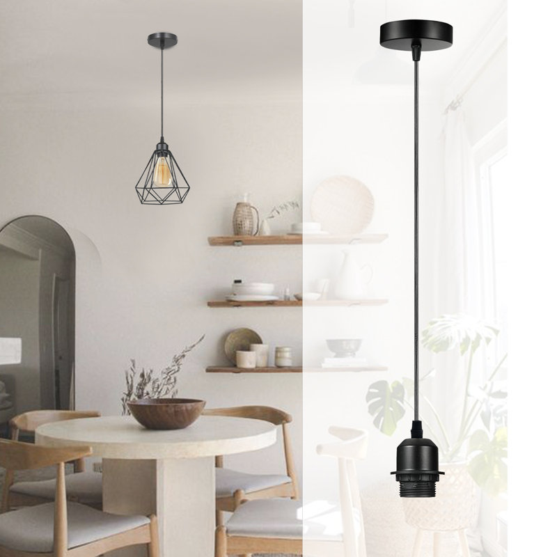 Bithlo 10x Industrial E27 single Pendant Light Holder Set – Williston Forge Adjustable Ceiling Fittings with 95cm Cable for Home or Commercial Use