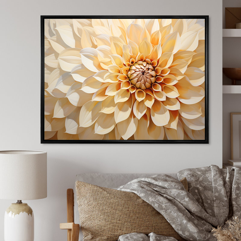 Minimalisme Dahlia - art mural Dahlia, Cadre flottant noir, H 34 po x l 44 po