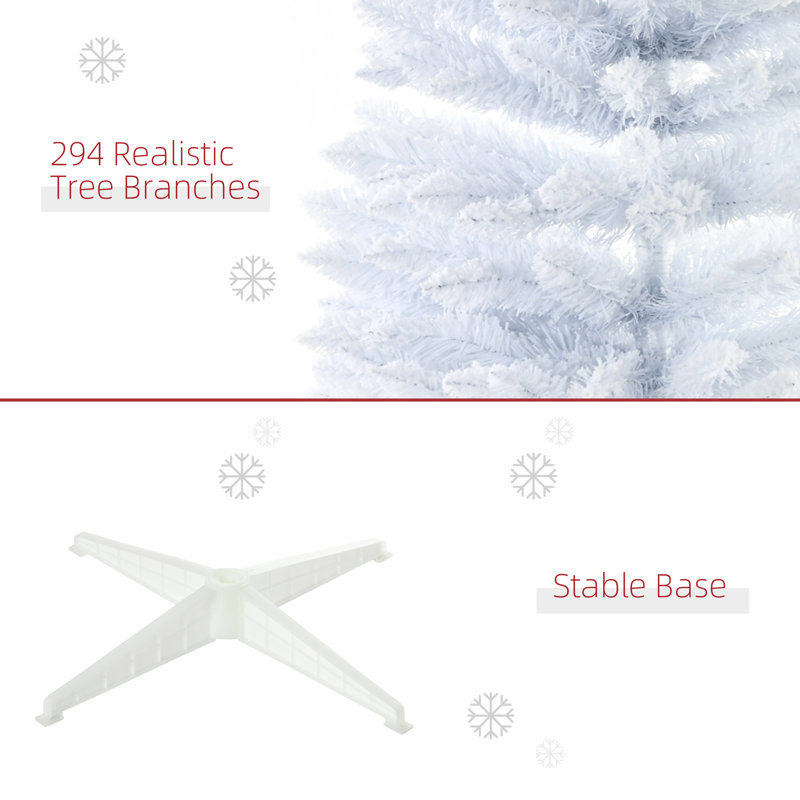 Arbre de Noël artificiel enneigé 5 pi HOMcom, mince arbre de Noël blanc avec branches réalistes et base en plastique pour la décoration intérieure