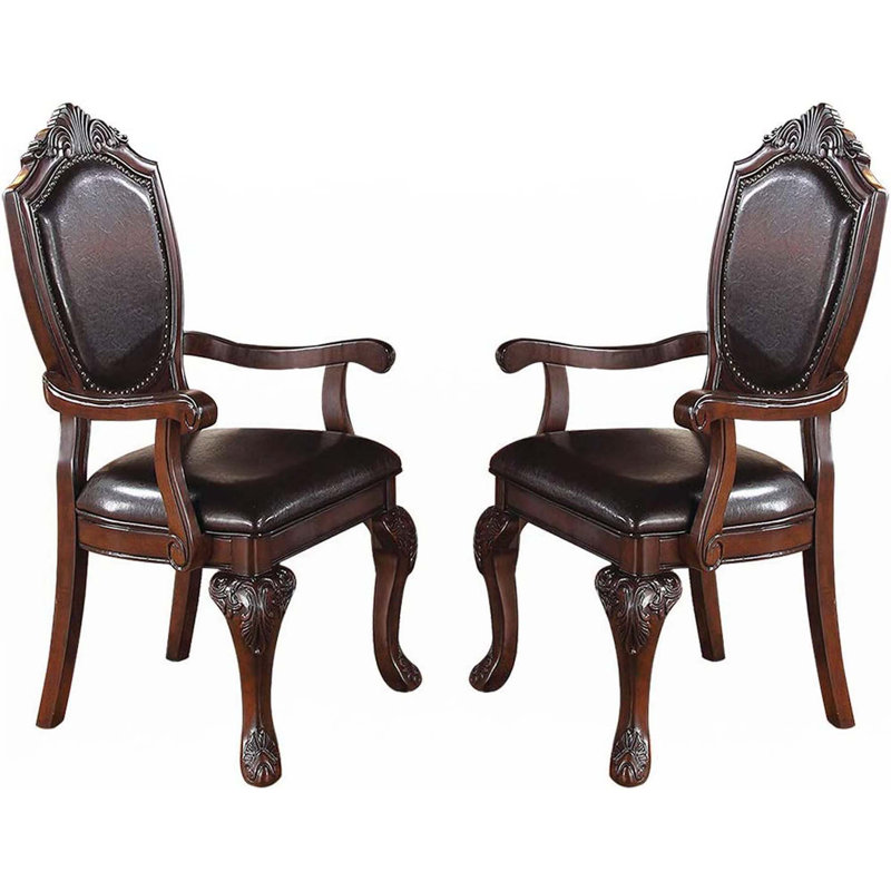 Ensemble de 2 chaises de salle à manger en bois d'hévéa brun