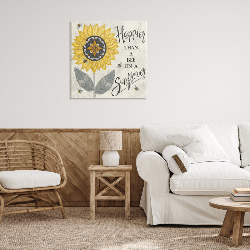 "Happier Than Bee & Sunflower", art mural par Deb Strain, H 30 po x l 30 po