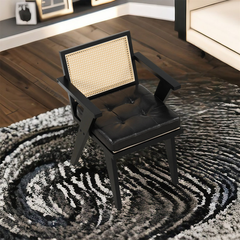 Fauteuil large 17,3 po Avihay, 100 % lin noir, Noir