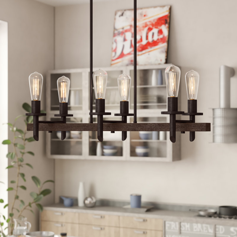 Luminaire suspendu linéaire à 6 lumières pour îlot de cuisine Embry