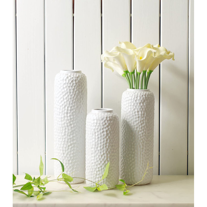 Ensemble de 3 vases de table en porcelaine blanche Dawnetta