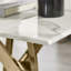 Atal Marble Effect Sofa Side Table - Glass Topped Metal Leg Small Table-885646989-885646990