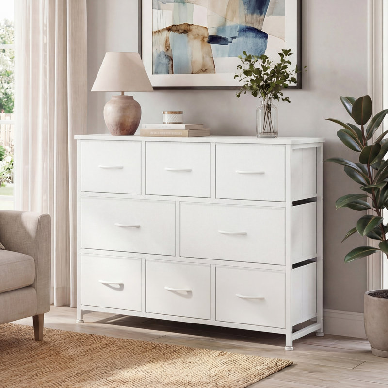 8-Drawer Fabric Dresser, Storage Chest for Bedroom, Living Room, Entryway, Whtie