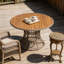 Table de salle à manger d'extérieur durable - plateau rond en bois d'acacia et base en osier-88557