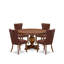 L'ensemble de salle à manger 5 pièces comprend une table ronde et 4 chaises rembourrées en tissu de polyester bourgogne avec dossier capitonné, noyer antique-800660935-800660933-794030014