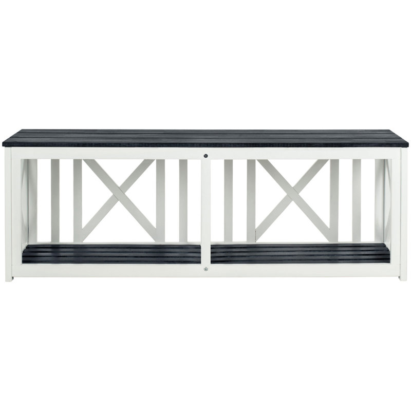 Morgane Solid Wood Storage Bench, Dark Slate Grey