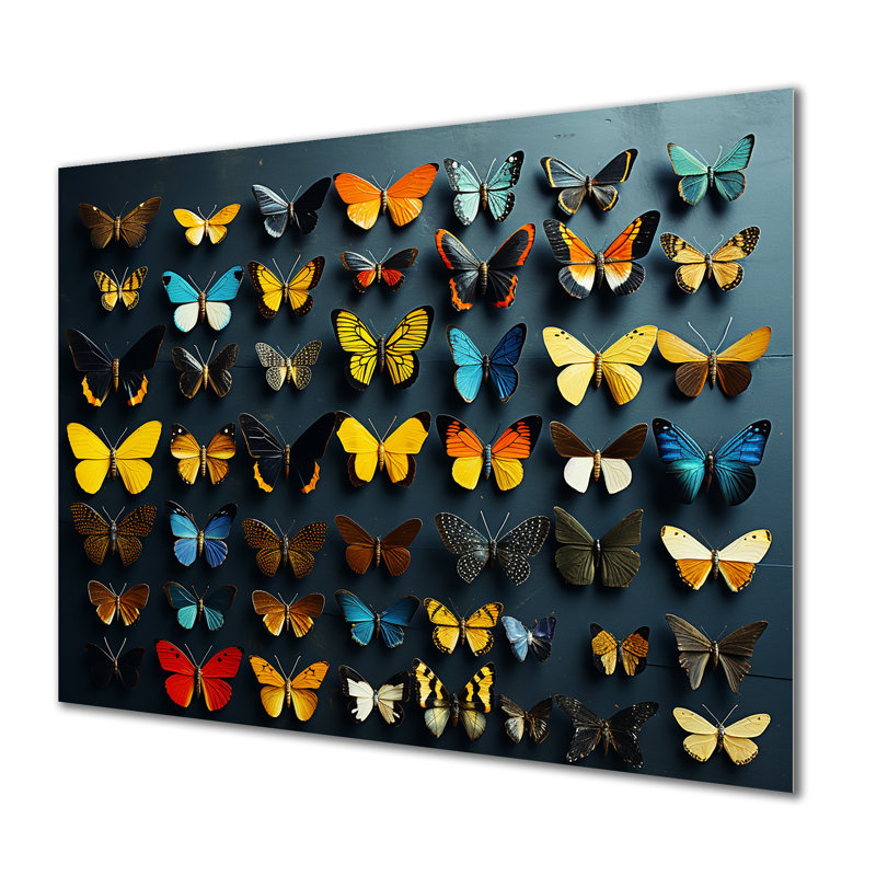 Collage de papillons colorés et flottants - insectes et insectes muraux en métal MT134725, H 24 po x l 32 po x P 1 po