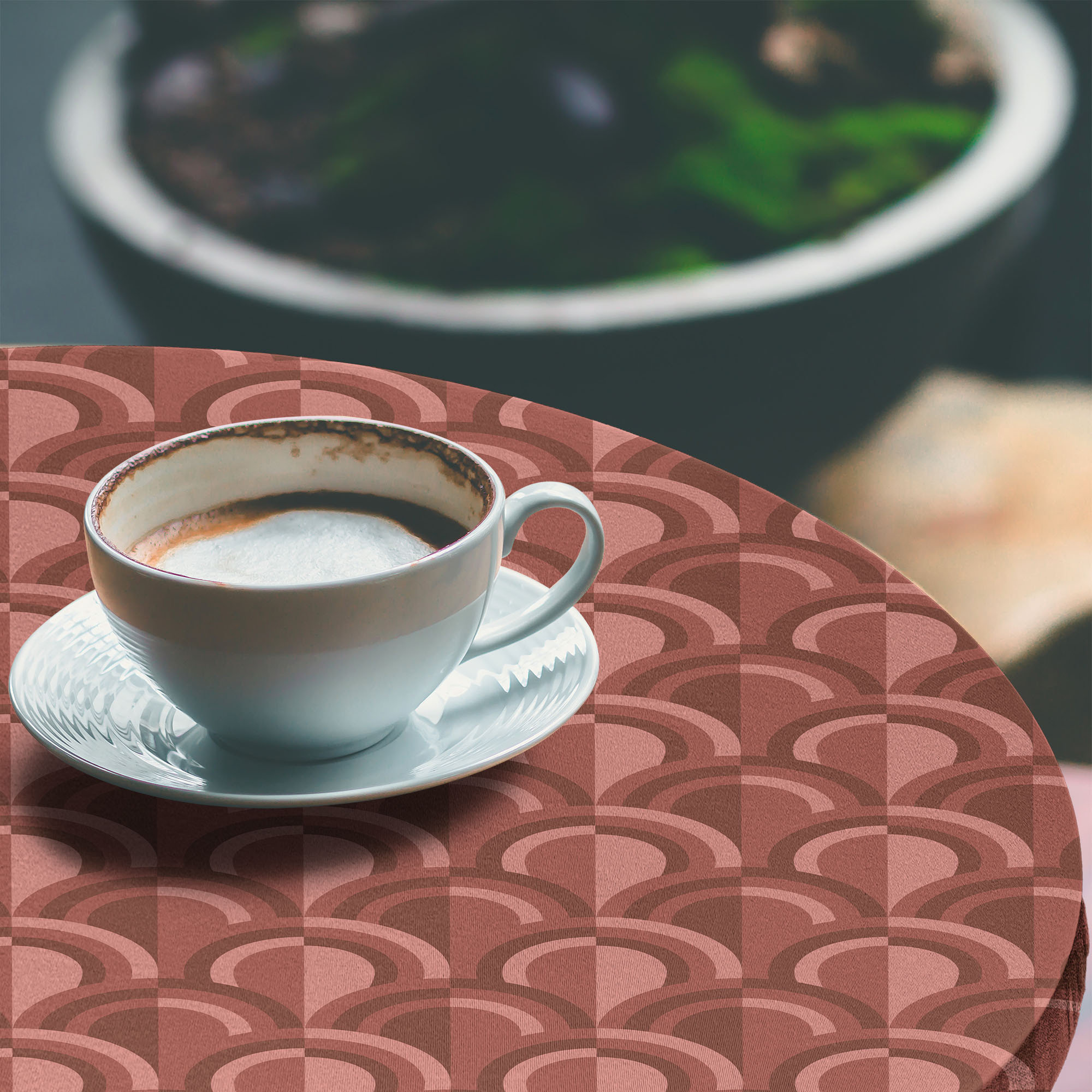 Bay Isle Home™ Terracotta Fitted Round Tablecloth Pale Rust Coral | Wayfair