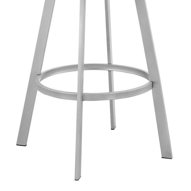 Tabouret de bar avec repose-pieds Atiksh, Tabouret de comptoir (siège d'une hauteur de 26 p, Blanc / argent, Argent argent