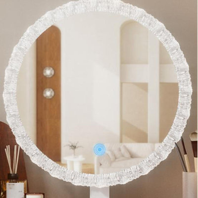 Miroir de maquillage à DEL Crystal Edge avec éclairage à intensité variable 3 couleurs