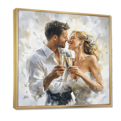 Couple Wedding Champagne Toast - Celebrate Motivation Wall Art Print