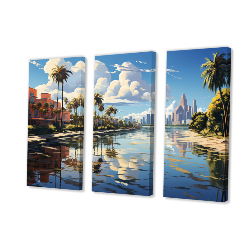 Miami Sunshines State I - Florida Canvas Art Print Set, H 32 po x l 48 po x P 1 po