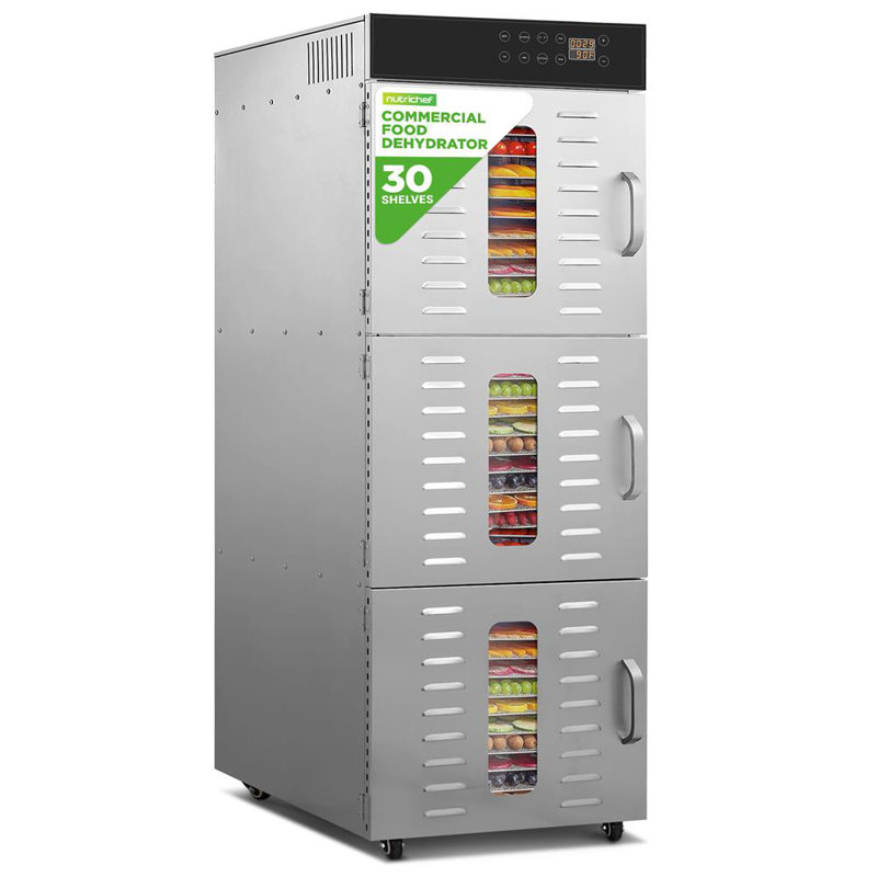 30 Shelf Commercial Food Dehydrator Machine with Digital Timer and Temperature Control for Jerky, Meat, Fruit, Pet Treats, Vegetables, and Herbs (Stainless Steel)