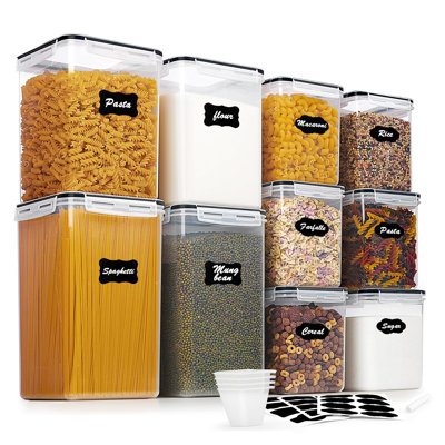 10 PCS Flour And Sugar Storage Container, Large Airtight Food Canisters With Lids For Kitchen, Pantry Organization, BPA Free