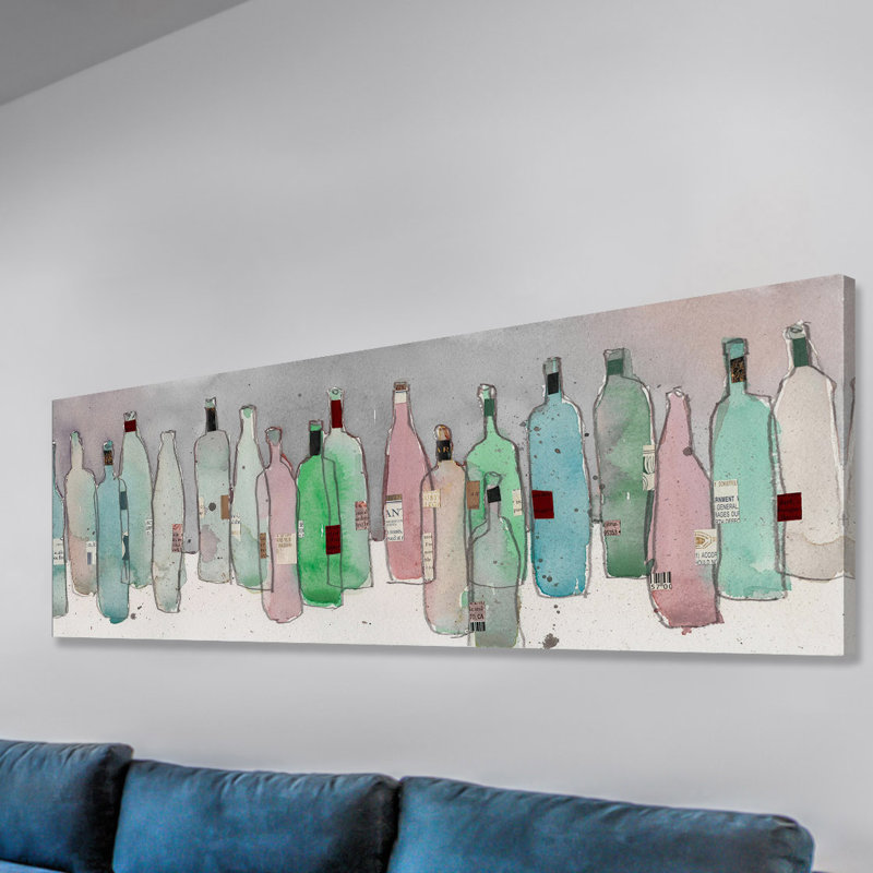 «Wine Party III», reproduction sur toile tendue, H 15 po x l 45 po x P 1,5 po