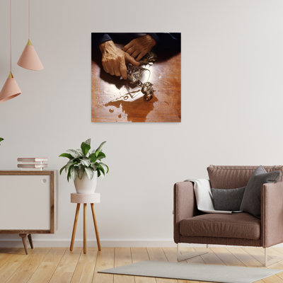 1980S Hand Holding Spilled Alcoholic Drink On Bar With Keys In Other Hand Classic Retro Vintage Wall Art