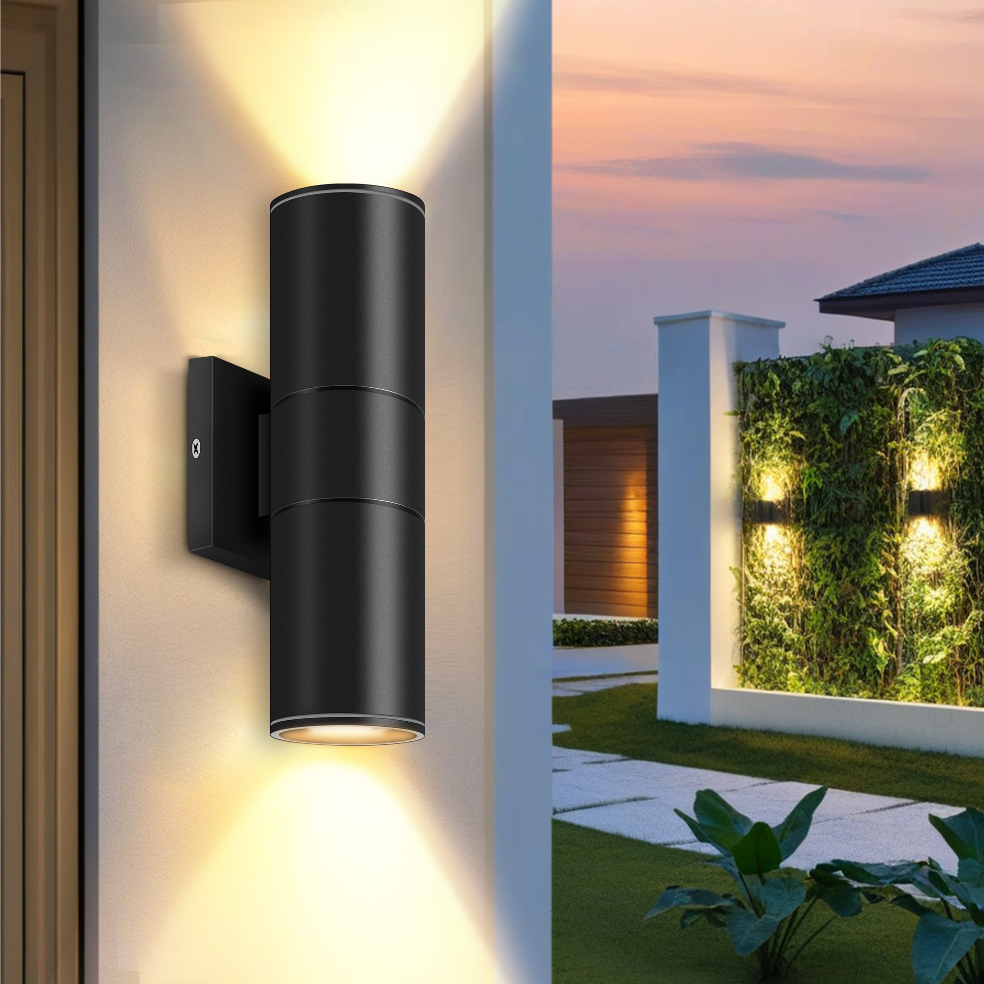 Orren Ellis IP65 Integrated LED Cylinder Up Down Wall Light Outdoor ...