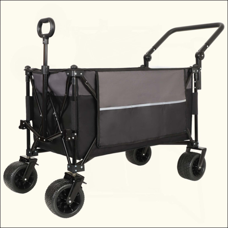 Chariot pliable multifonctionnel avec chariot pivotant et poussoir avec poignée rotative et roues tout-terrain à 360 ° - Conception robuste et ajustable Grande capacité pour le transport d'épicerie et l'utilisation à l'extérieur