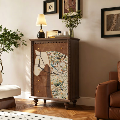 Commode 5 tiroirs en bois massif de style français