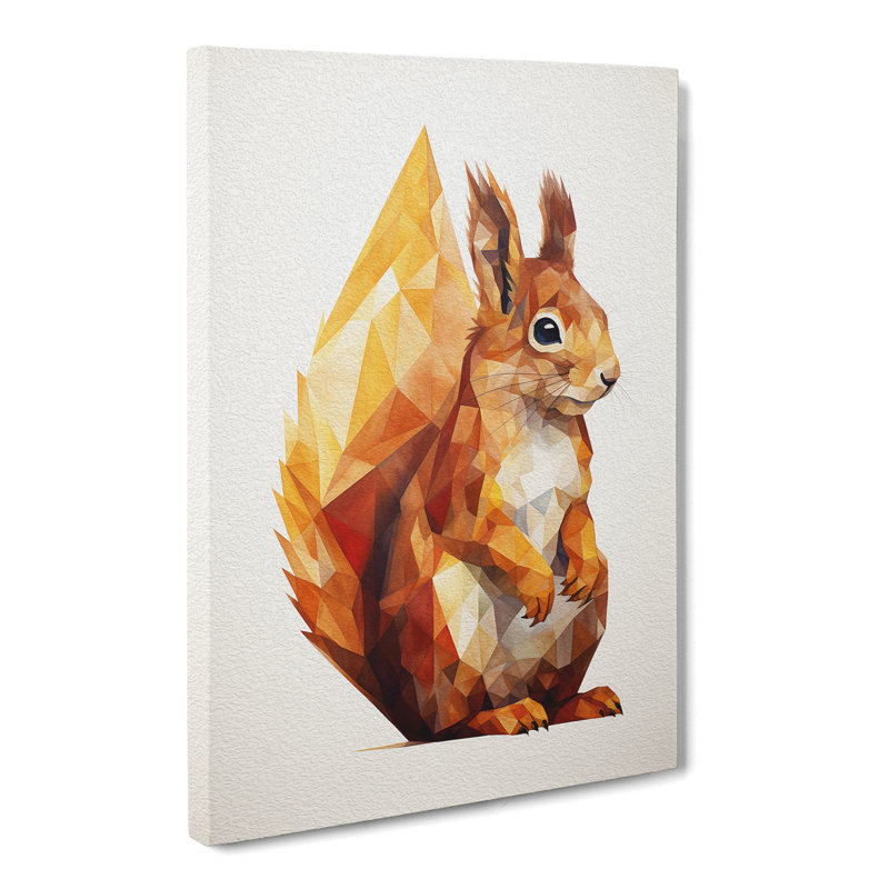 Squirrel Geometric - Wrapped Canvas, 50cm H x 35cm W x 3cm D
