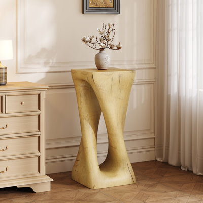 Table d'appoint d'extérieur avec forme torsadée, béton léger, texture semblable au bois pour le patio et le balcon