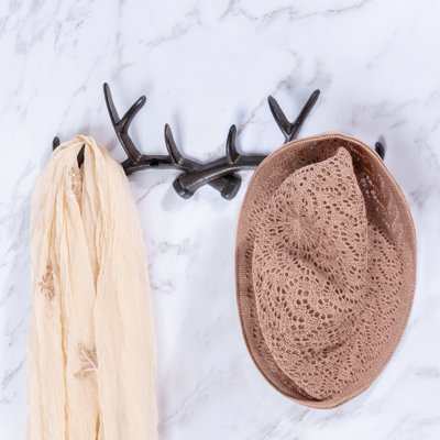 Vintage Deer Antler Decor Wall Hooks Rustic Cast Coat Hooks Wall Mounted, Vintage Cast Iron Antlers Wall Decor For Hunting Lodge, Cabin, Western Home (brown Deer Antlers)