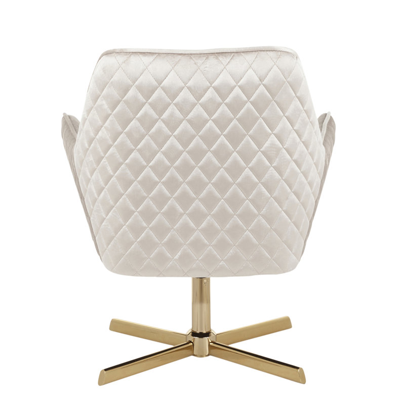 Diana Contemporary Lounge Chair In Gold Metal And Cream Velvet By Lumisource