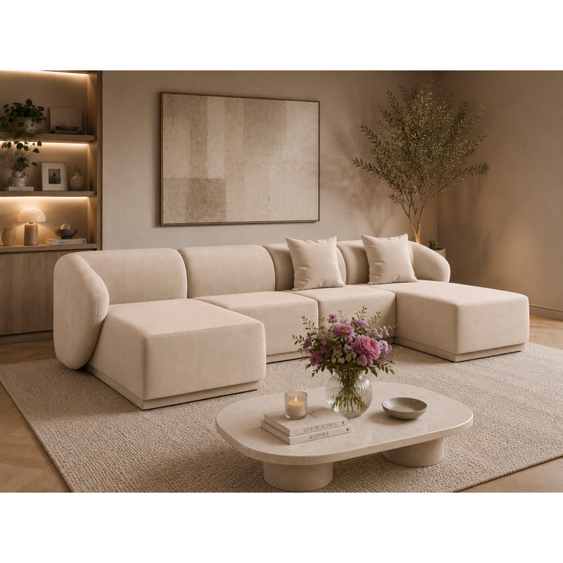 4 Seater Velvet Sofa & Chaise