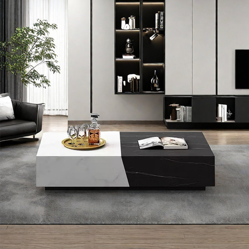 Table basse en pierre frittée de style italien, H 11,8 po x L 51,2 po x l 31,5 po